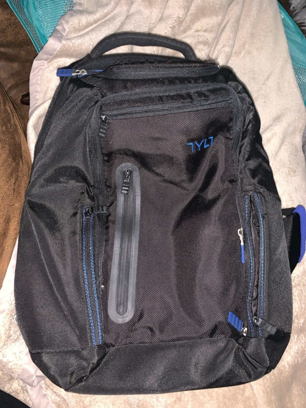 Men's Black Backpack with Blue Accents